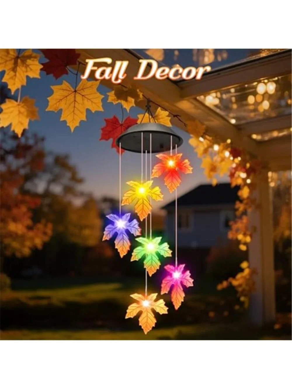 Fall Decor Thanksgiving Decorations Solar Lights Wind Chimes